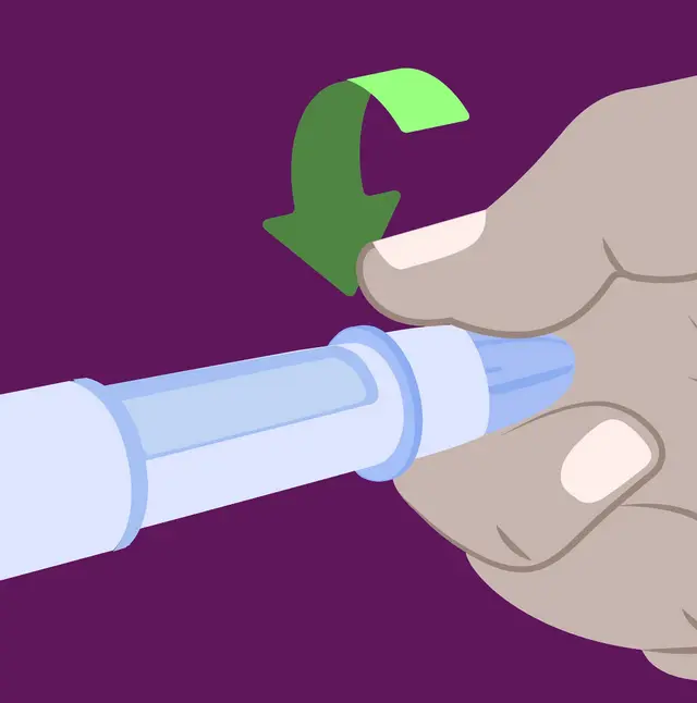 Illustration: the needle is screwed onto the pen